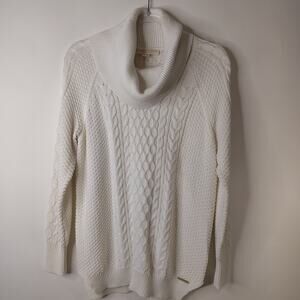 Michael Kors Heavy Cowl Neck Sweater Womens Medium Cream Cable / Waffle Knit‎